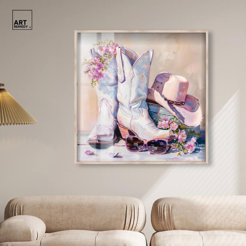 Spring Pink Cowboy Necessities Shadowbox by Art Remedy