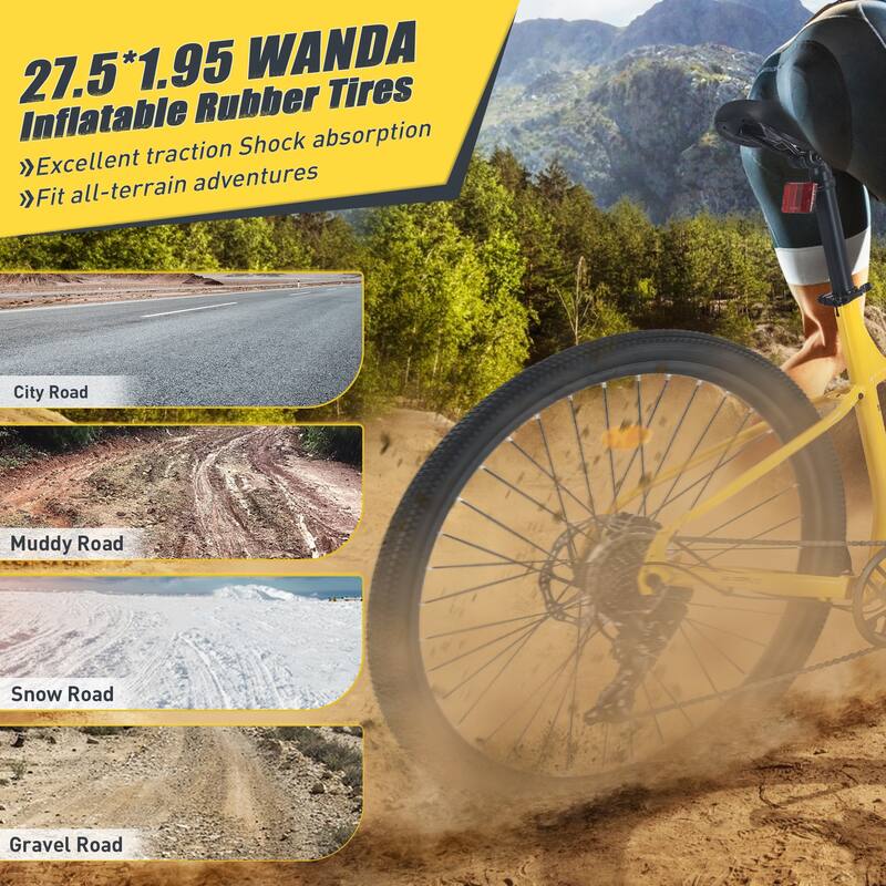 8 Speed Mountain Cycling Bike, 27.5 Inch Road Bicycle with Front Suspension & Dual Disc Brakes, Steel Frame for Boys and Girls