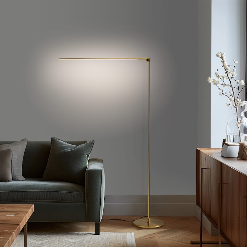 Brightech Libra 64.5 in. Antique Brass Industrial Dimmable and Color Temperature Adjustable LED Floor Lamp