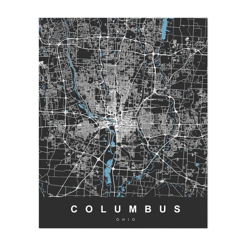 Columbus Ohio Columbus City Map Ohio United States Art Print/Poster