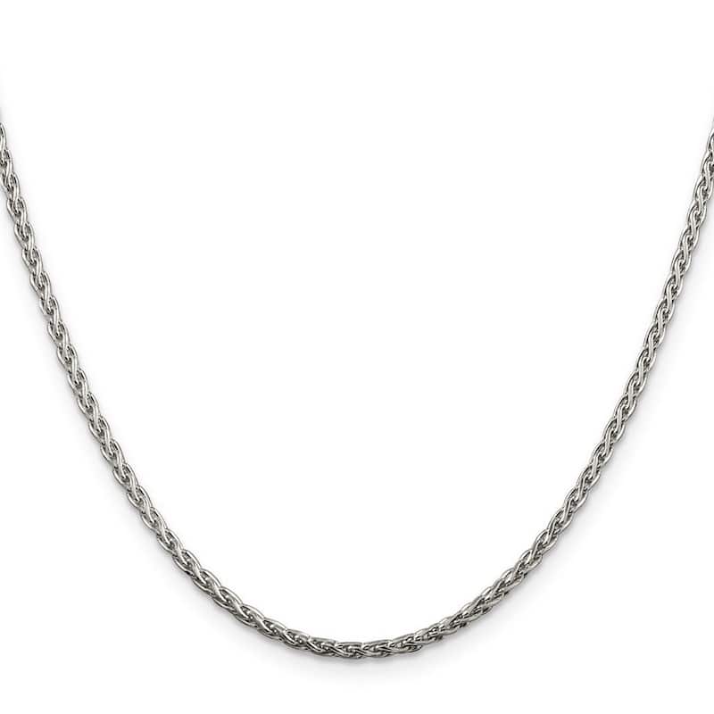 Curata 925 Sterling Silver 2mm Diamond Cut Spiga Chain Necklace