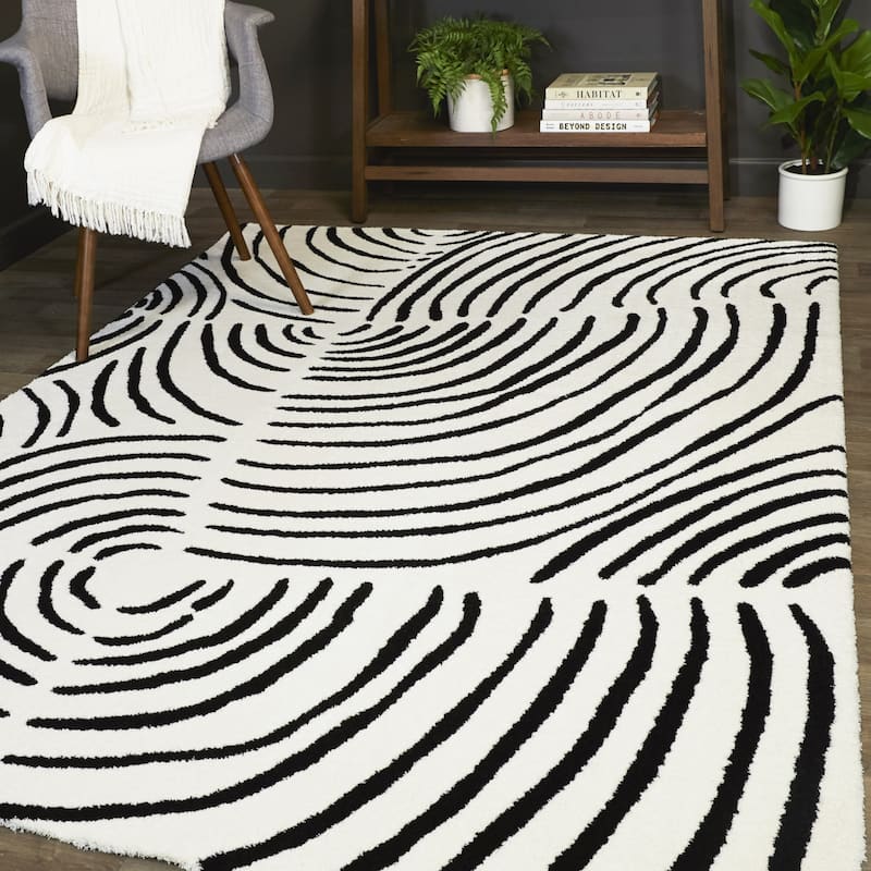 Teresa Modern Abstract Area Rug - 5'3" x 7' - White