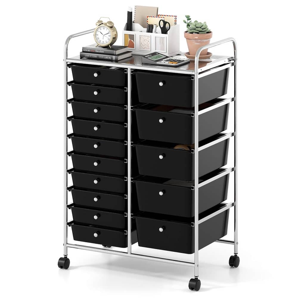 Costway 15-Drawer Trolley with Chrome Plated Metal Frame & Lockable - See Details
