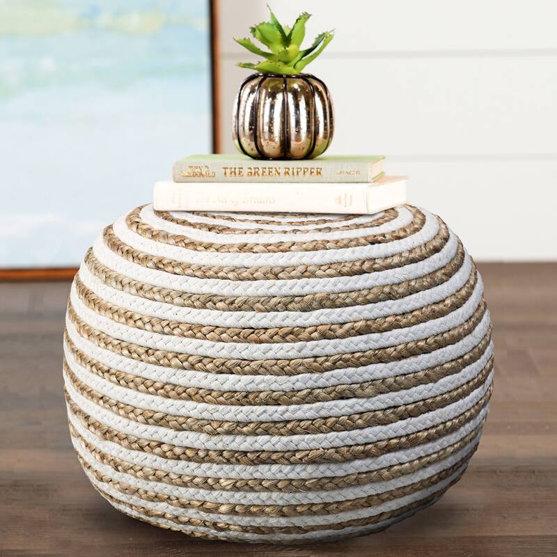 Sevita Boho Braided Jute Pouf Ottoman ( 14" x 20" )