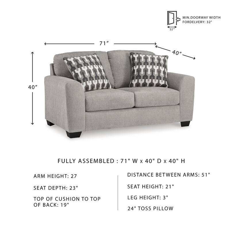 Signature Design by Ashley Avenal Park Gray Loveseat - 71"W x 40"D x 40"H
