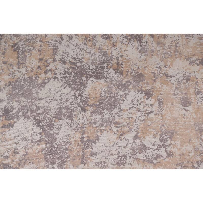 Abstract Modern Area Rug Hand-Knotted Beige Wool Carpet - 7'9"x 9'9"