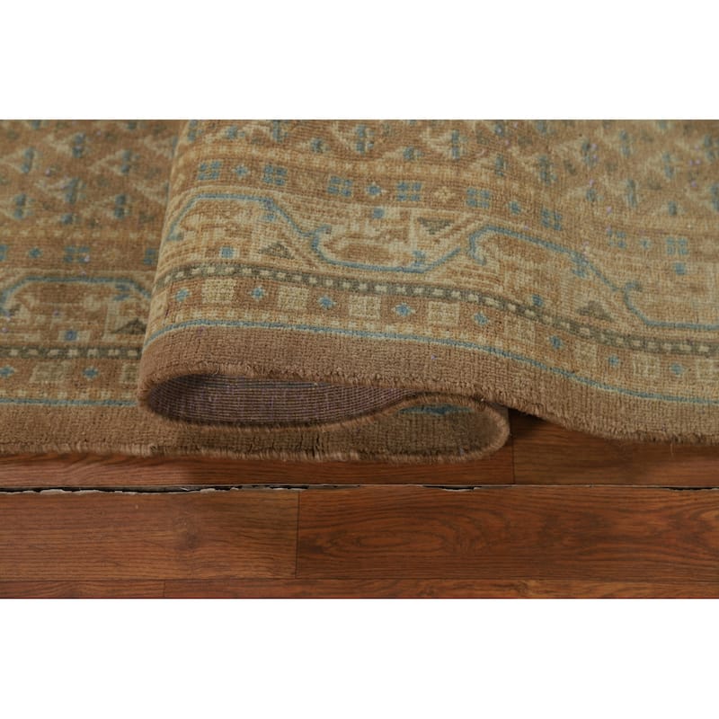 Brown Rust Botemir Persian Vintage Runner Rug Hand-Knotted Wool Carpet - 3'5"x 9'11"