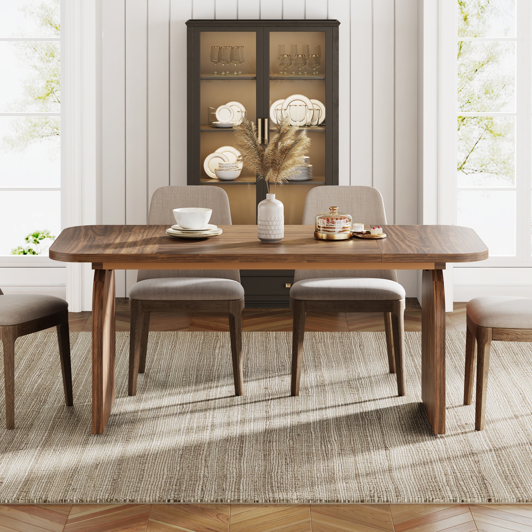63-inches Retro Wood Dining Table for 4- 6 People - Bed Bath