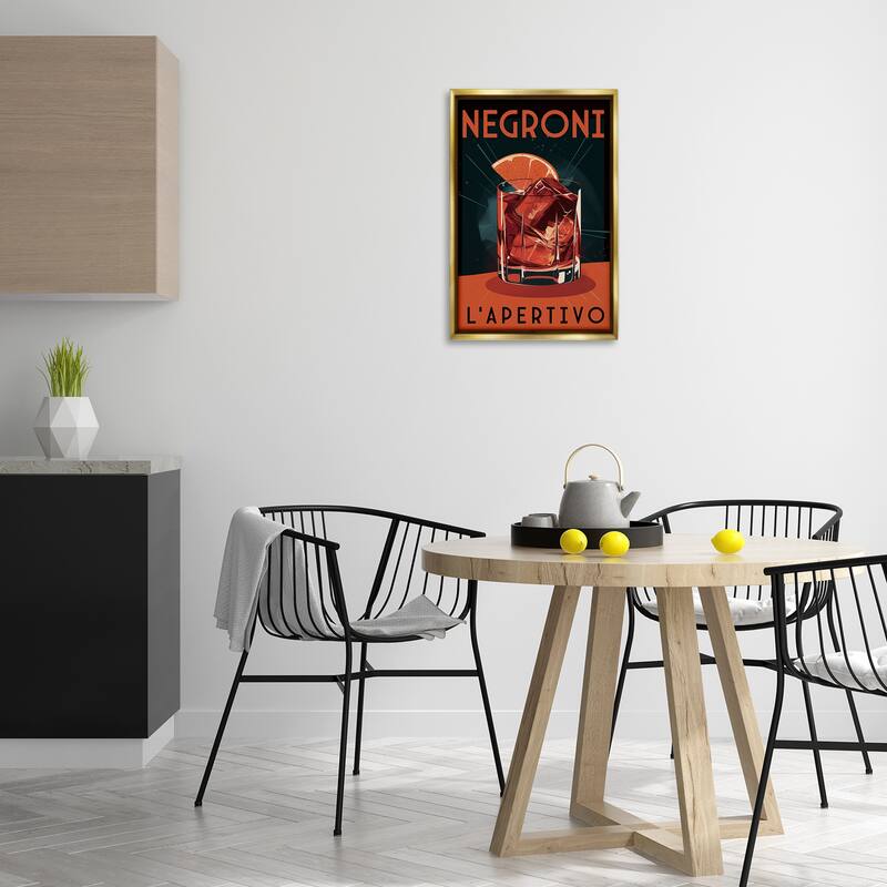 Stupell Vintage Midcentury Negroni Drink Framed Floater Canvas Wall Art Design By Andreas Magnusson