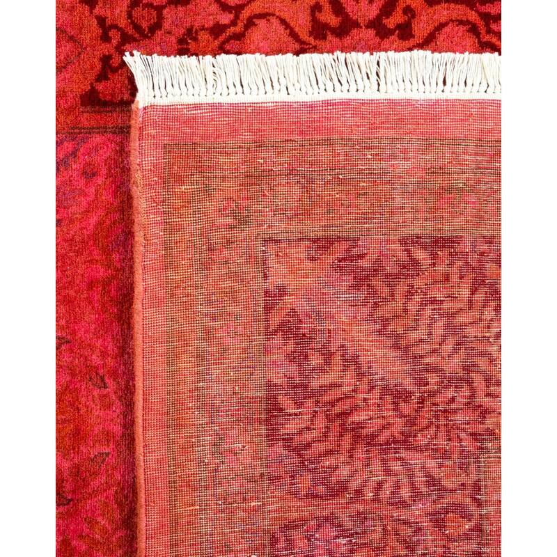 Overton Hand Knotted Wool Vintage Inspired Modern Contemporary Overdyed Pink Area Rug - 6' 2" x 9' 2"