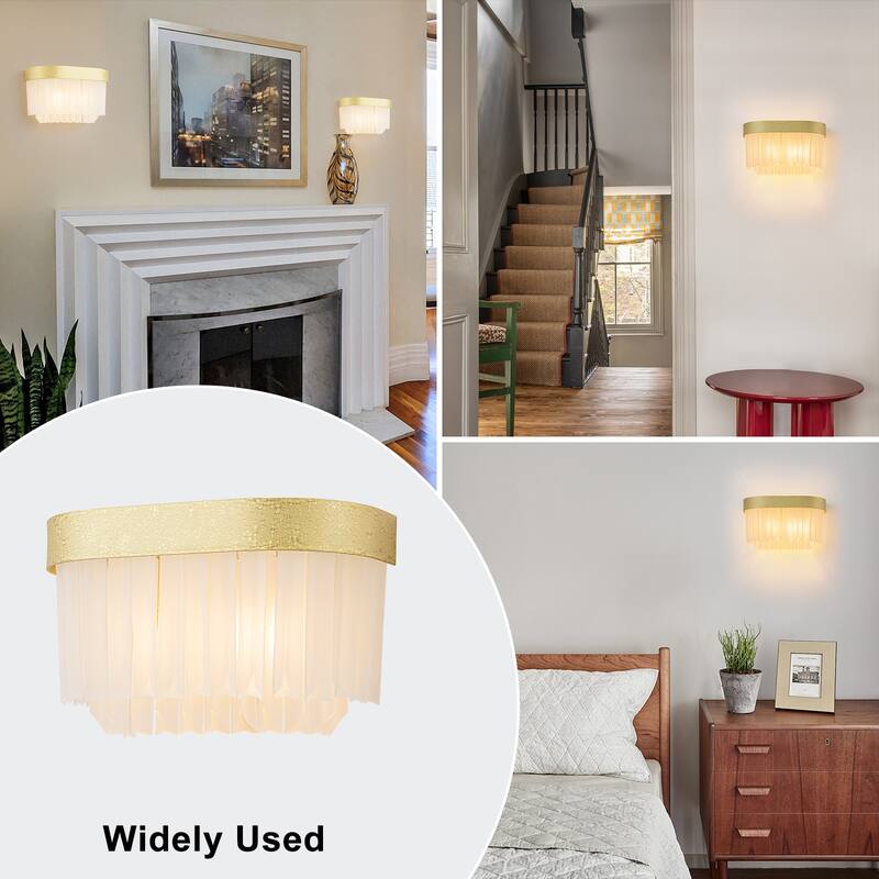 2-Light Wall Sconce with Frosted Triangular Glass Shade Modern Design