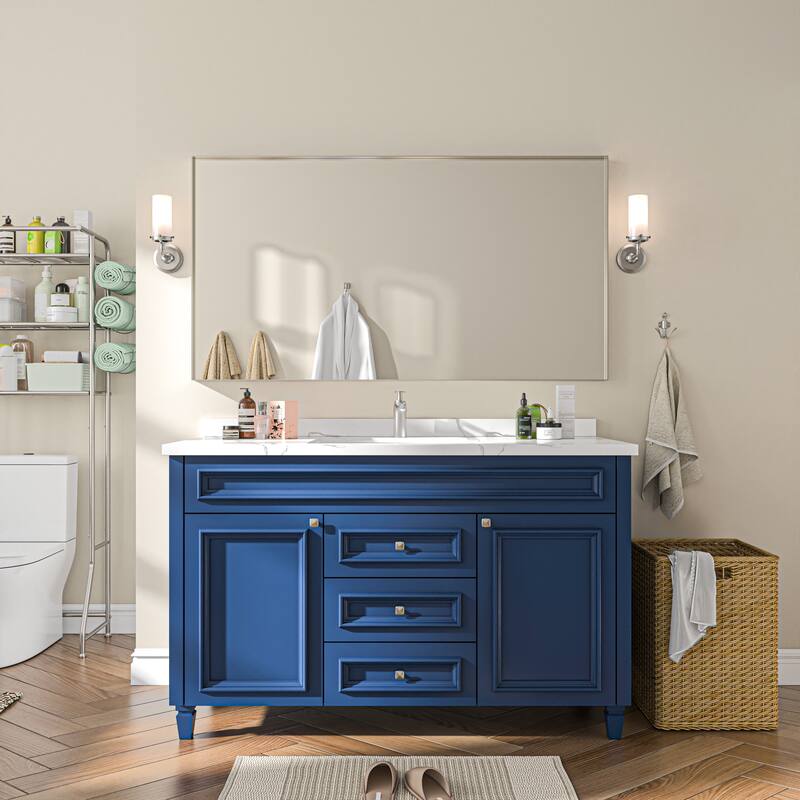 TOOLKISS Right Angle Aluminum Frame Bathroom Vanity Mirror with Clear Glass