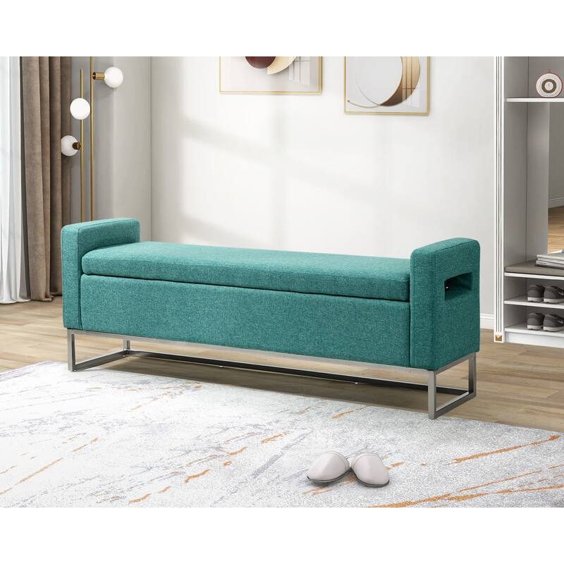 Diana Modern Upholstered Filp-Top Storage Bench with Sturdy Metal Legs