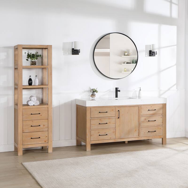 Leon 60 in. Single Bathroom Vanity with Composite Stone Top