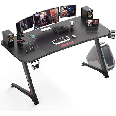 BOSSIN Ergonomic Gaming Desk Z-Shaped Office PC Computer Desk Gamer Tables with Cup Holder and Headphone Hook