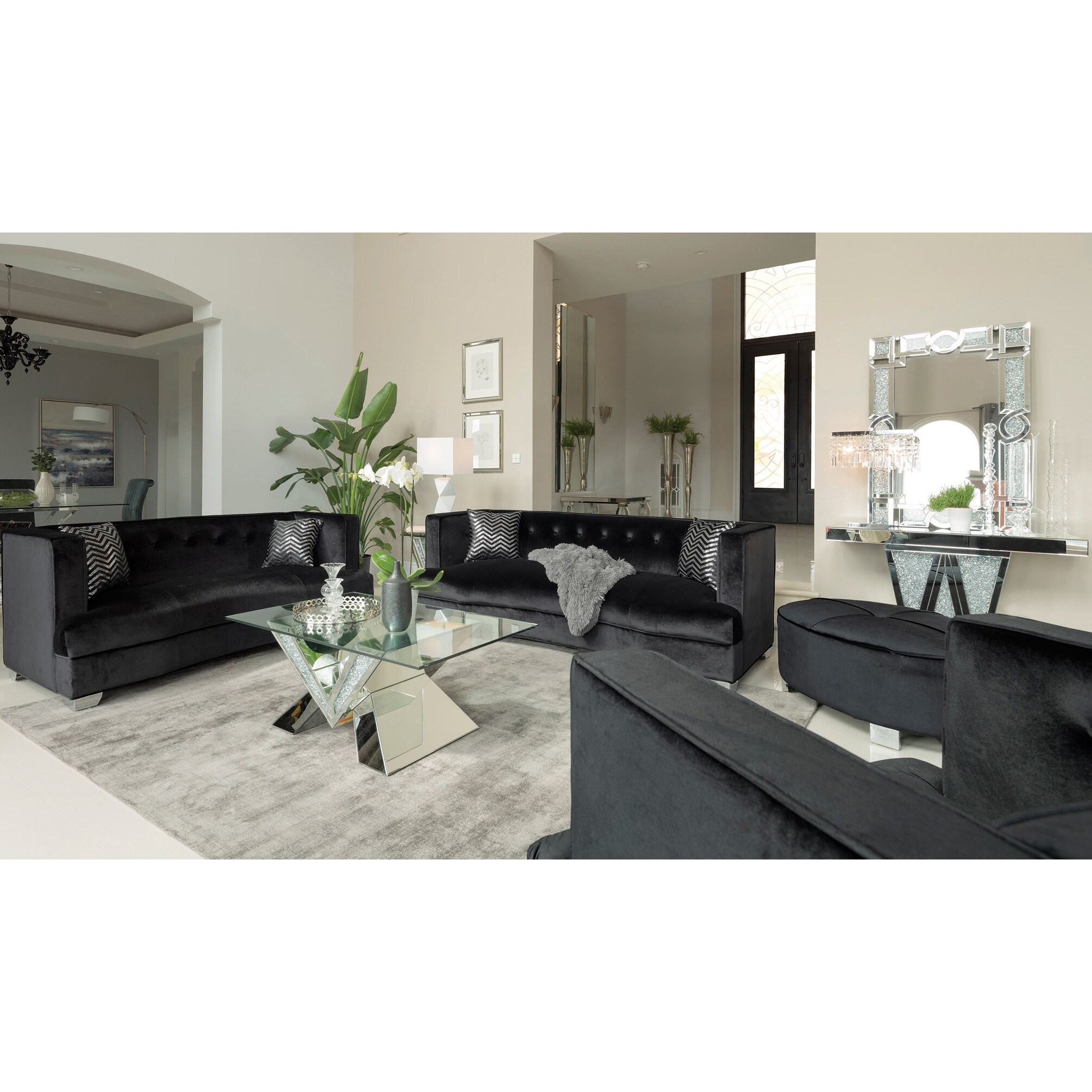 Shop Silver Orchid Vavitch Black Tuxedo Arm Living Room Set