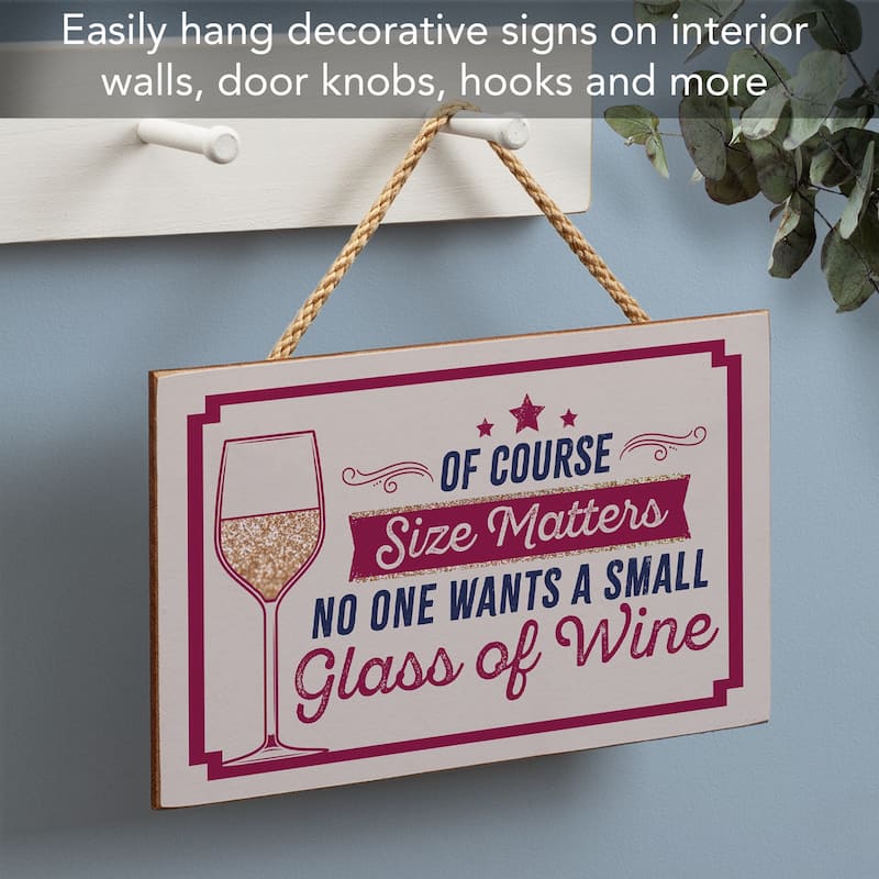 Size Matters Hanging Wood Sign 9.5" x 5.75" Made in the USA - Multi