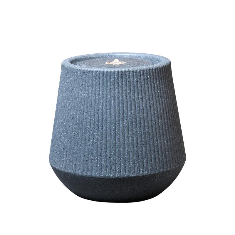 1.5lbs Easy to Move Ribbed Grey Fountain with Pump LED Light Indoor Outdoor Use