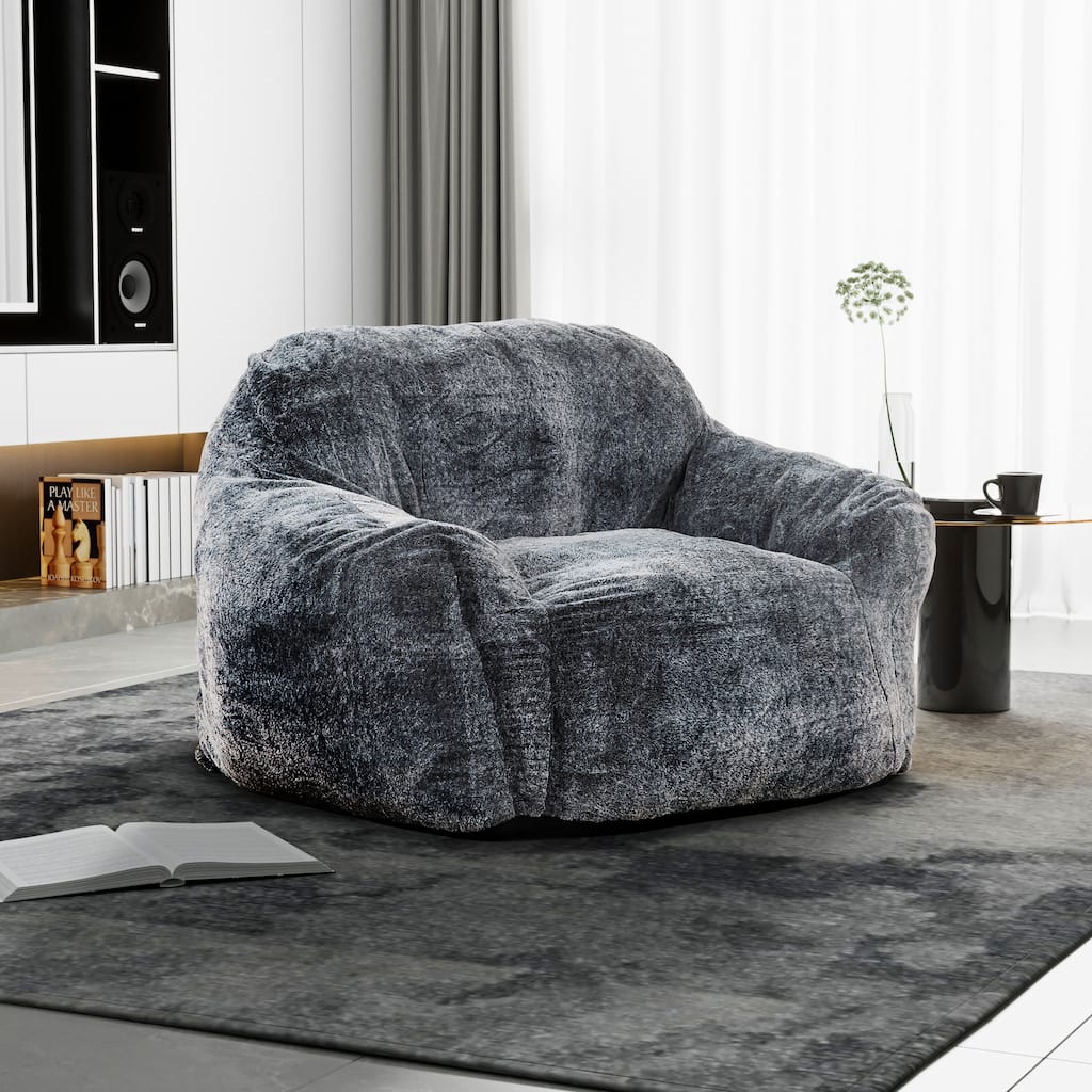 Sealy® Tore Dark Grey Faux Fur Foam Bean Bag Chair
