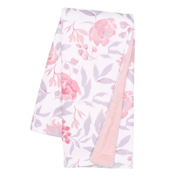 slide 2 of 8, Bedtime Originals Lavender Floral Pink/Purple Soft Fleece Baby Blanket