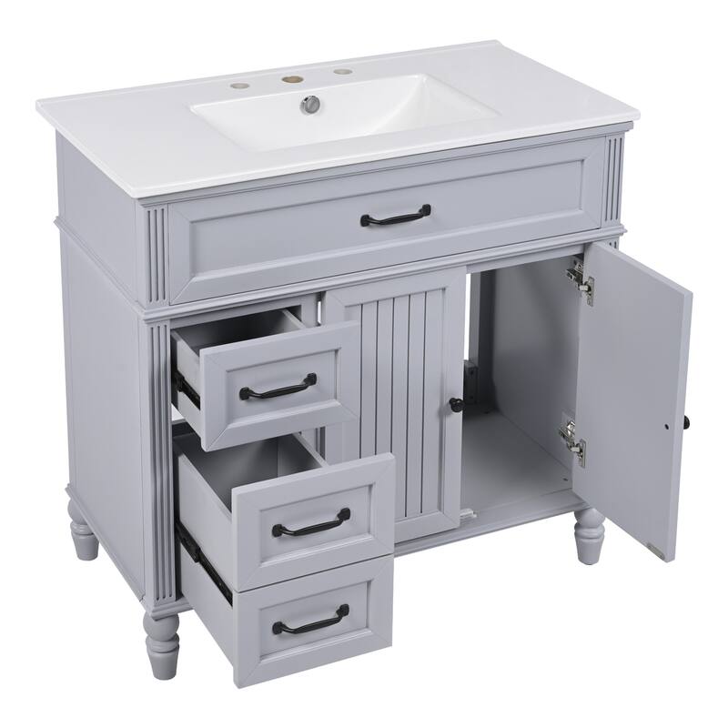 36" Bathroom Vanity with Soft-Close Doors and Soft-Close Drawers