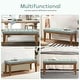 preview thumbnail 56 of 57, Button-Tufted Bench for End of Bed, Entryway Bench Beige/ Black/ Brown Solid Wood, Leather, Fabric 44-inch