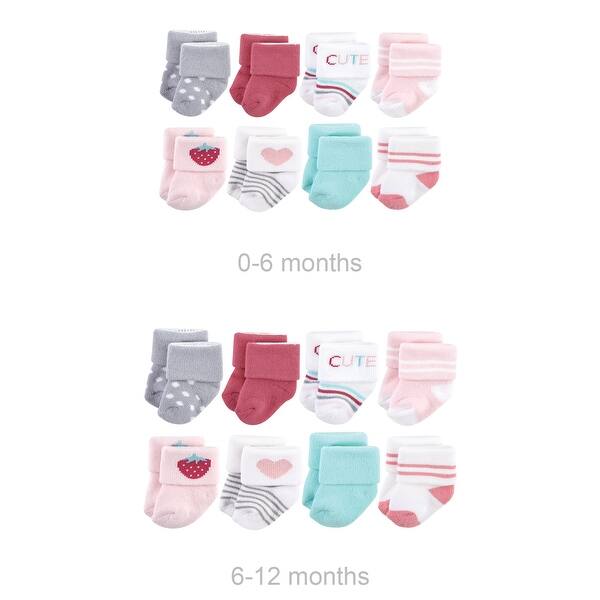 slide 1 of 1, Hudson Baby Infant Girl Grow with Me Cotton Terry Socks, Strawberry 8-Pack, 0-6 and 6-12 Months - Strawberry 16-Pack Strawberry 16-Pack - 0-6 and 6-12 Months