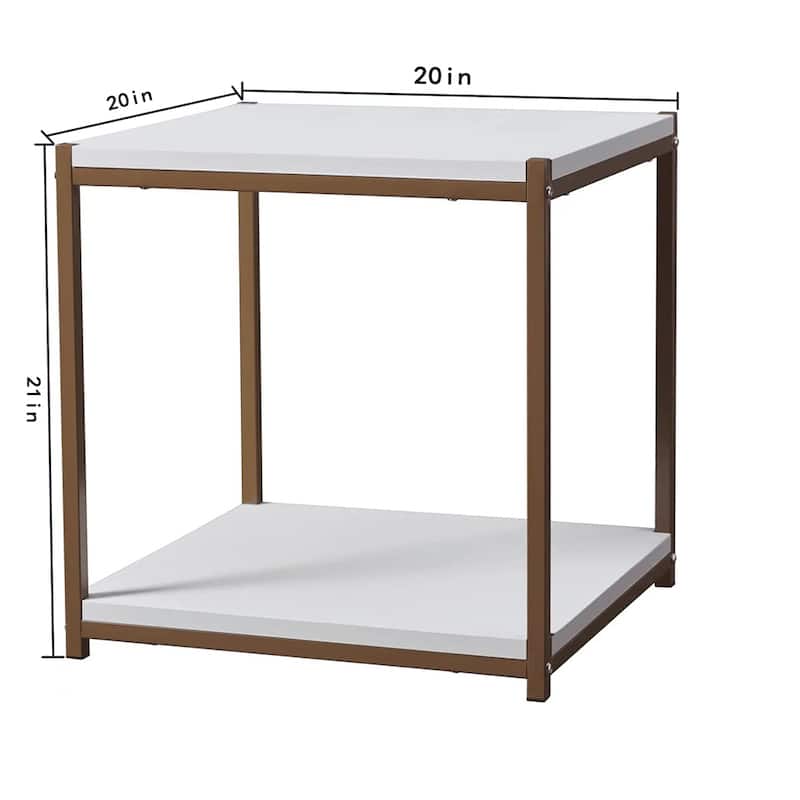 Caffoz Tall Side End Table with Storage Shelf