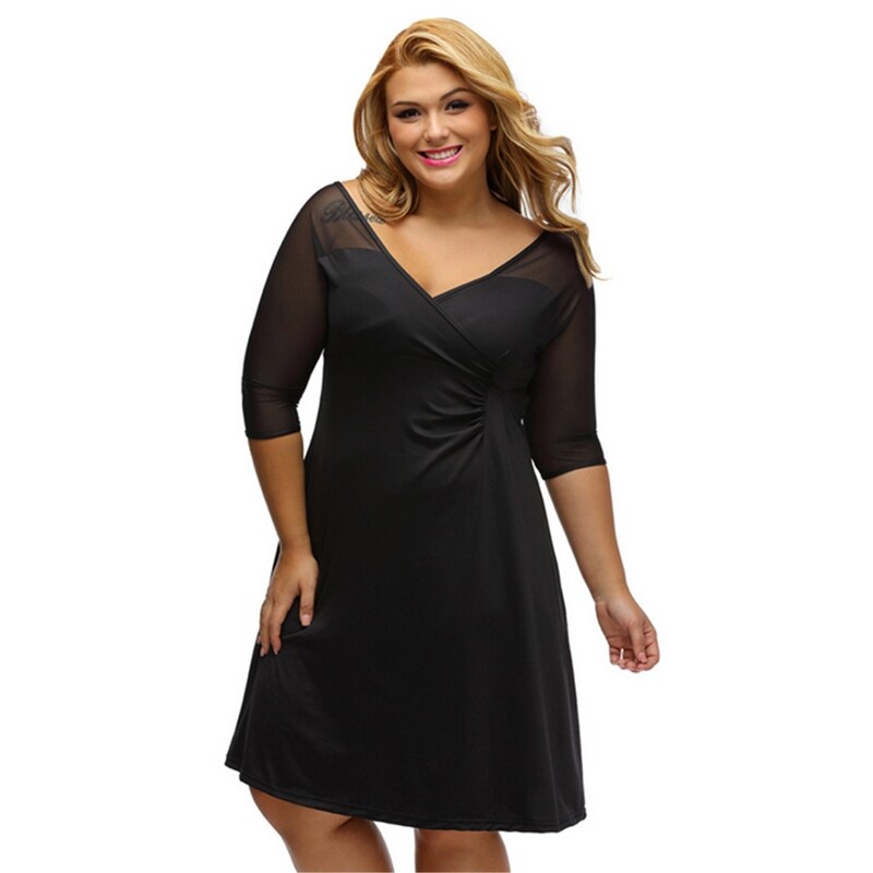Shop Sexy Plush Size High Waist Mesh Insert Boutique Party Dress