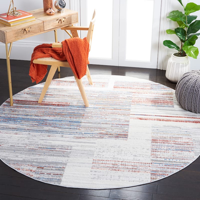 SAFAVIEH Shivan Jindra Modern Distressed Rug - 6'7" Round - Ivory/Rust