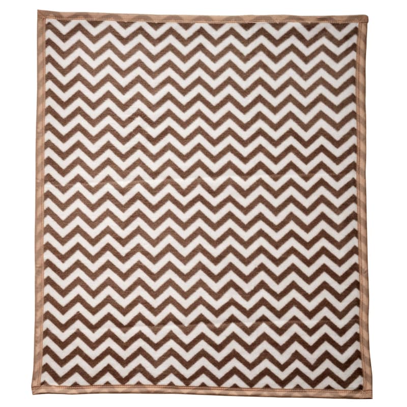 Turkish Cotton Blend Soft Baby Blanket - Dark Brown Zigzag
