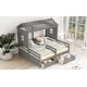 preview thumbnail 4 of 7, Twin Size House Platform Beds with Two Drawers for Boy and Girl Shared Beds, Combination of 2 Side by Side Twin Size Beds