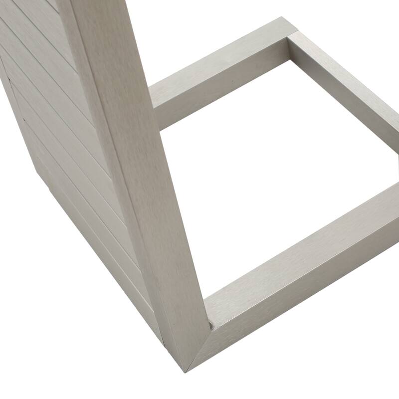 Roomfitters Modern Outdoor Side Table with Slatted Aluminium Frame, Weather-Resistant Accent Table for Patio