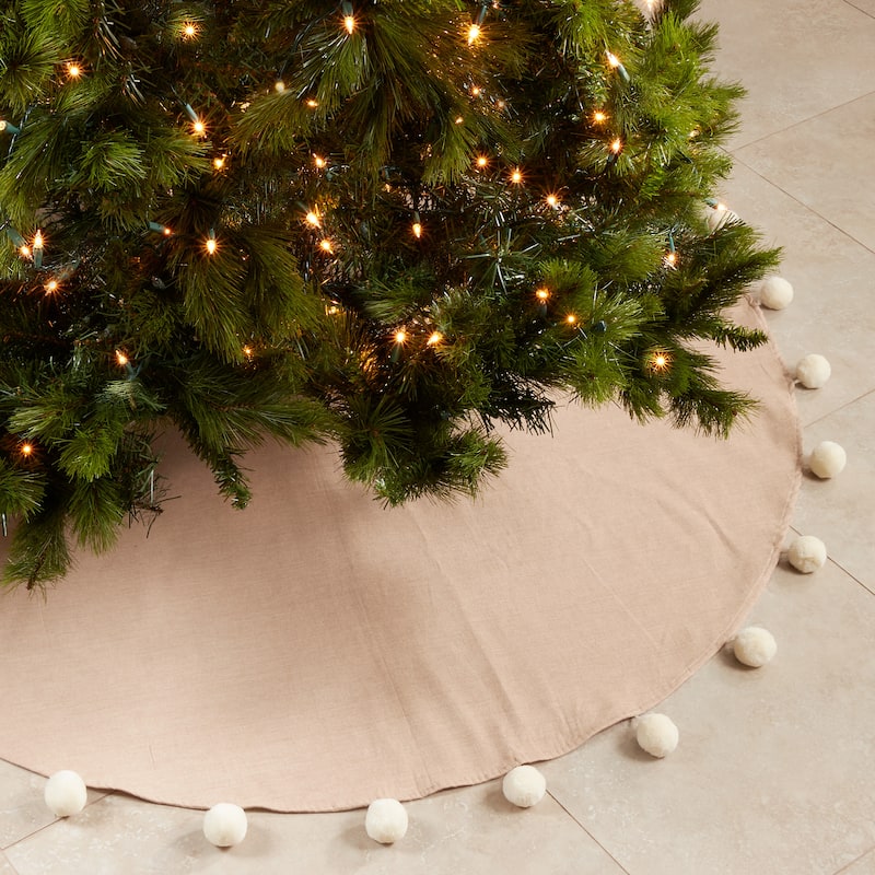 Christmas Tree Skirt With Pom Pom Design