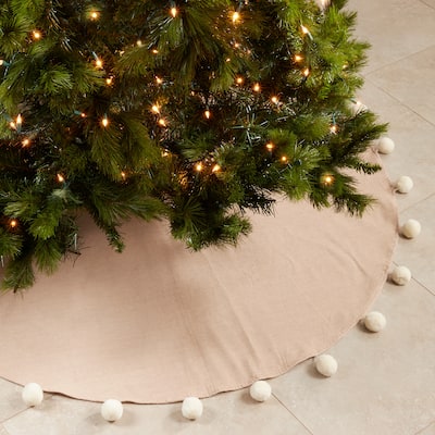 Christmas Tree Skirt With Pom Pom Design