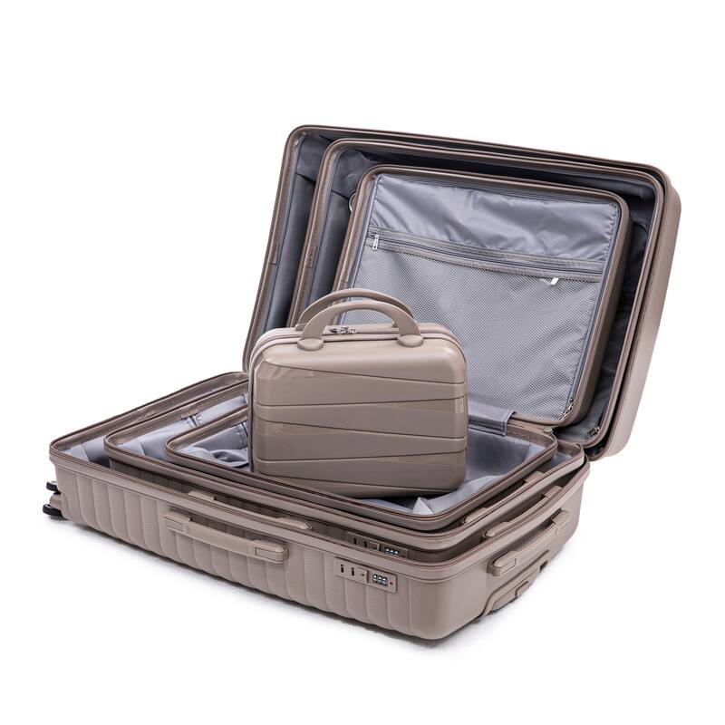 14IN 20IN 24IN 28IN 4 pcs/set in PP Spinner Wheel Luggage, Carry on Suitcase, Iron Pull Rod, Combination Password Lock