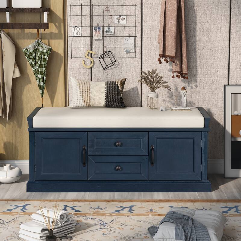 Cushion Storage Bench with 2 Drawers and 2 Bed Bath & Beyond