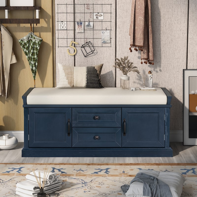 TREXM Storage Bench with Drawers and Cabinets