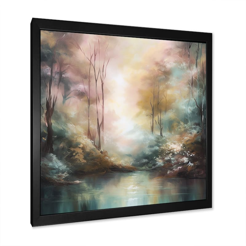 Designart "Whimsical Stream" Landscape Mountains Framed Wall Art For Living Room