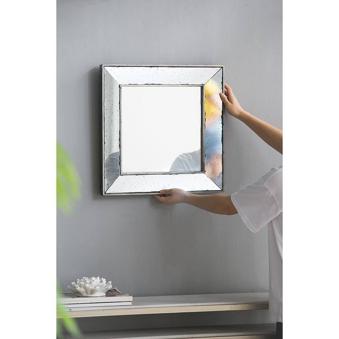 Traditional Distressed Wall Decor Accent Mirror - Silver