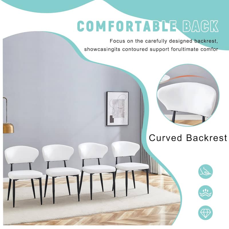 Dining Room Set of 4 Dining Chair with A Curved Backrest Kitchen Chair Side Chair Armless Chair
