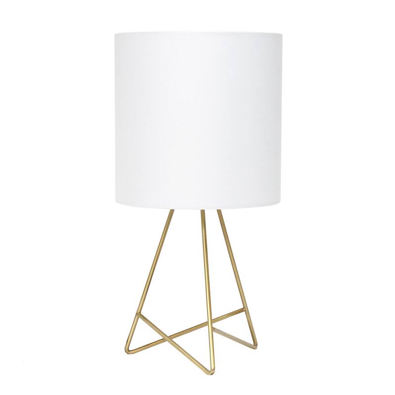 Open Wire Framed LED Table Lamp with Drum Shade - 14" - Gold
