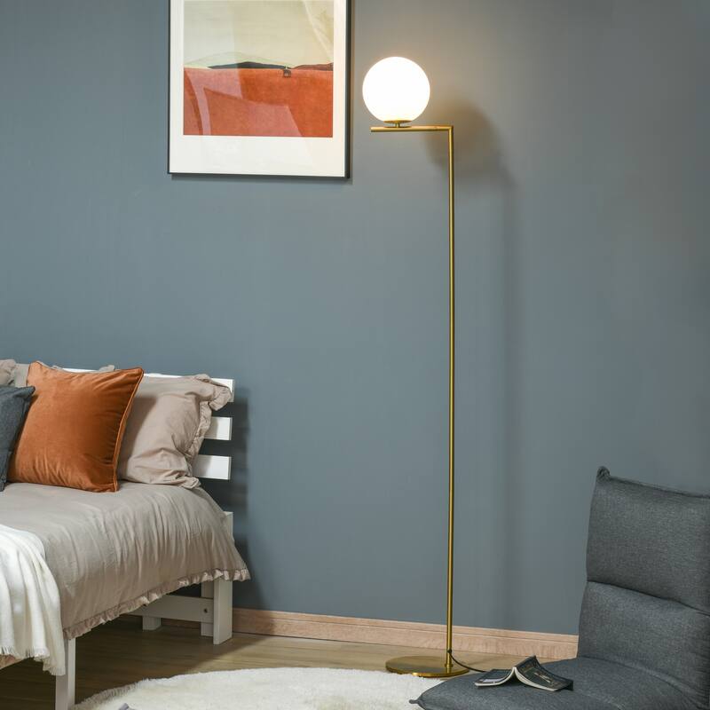 HOMCOM Metal Floor Lamp, Standing Light with Adjustable Lampshade for Living Room, Bedroom, Office