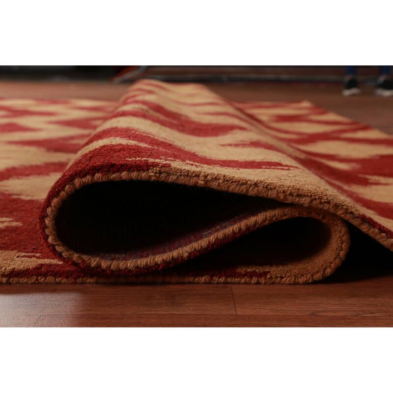 Hand Knotted Oriental 100% Wool Carpet Modern Geometric Oranges & Rust Moroccan Area Rug - 11' 8'' X 8' 10''