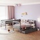 preview thumbnail 3 of 16, Twin over Twin Solid Wooden Frame Bunk Bed with 2 Drawers and Full-length Guardrail, Can Separated into Two Twin-size Beds