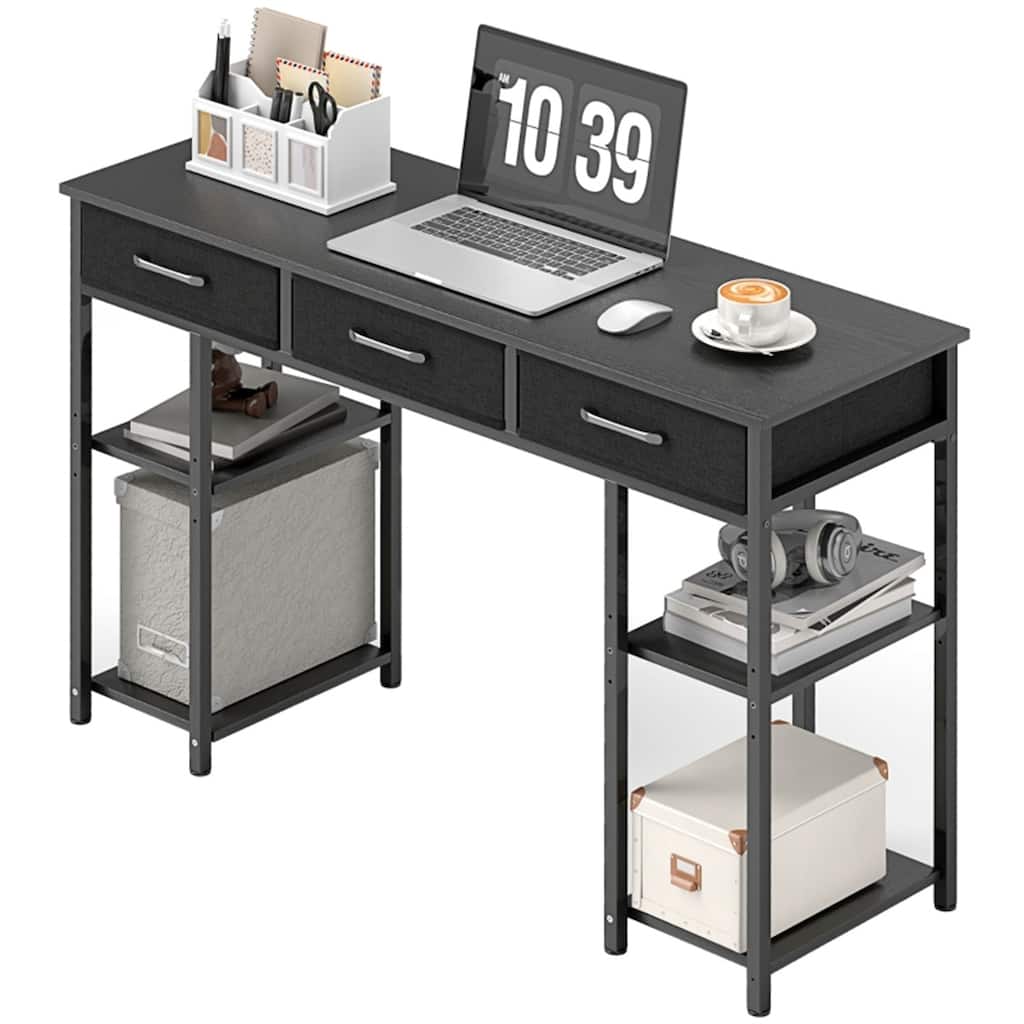 Steel Computer Desk with Drawers and Adjustable Shelves