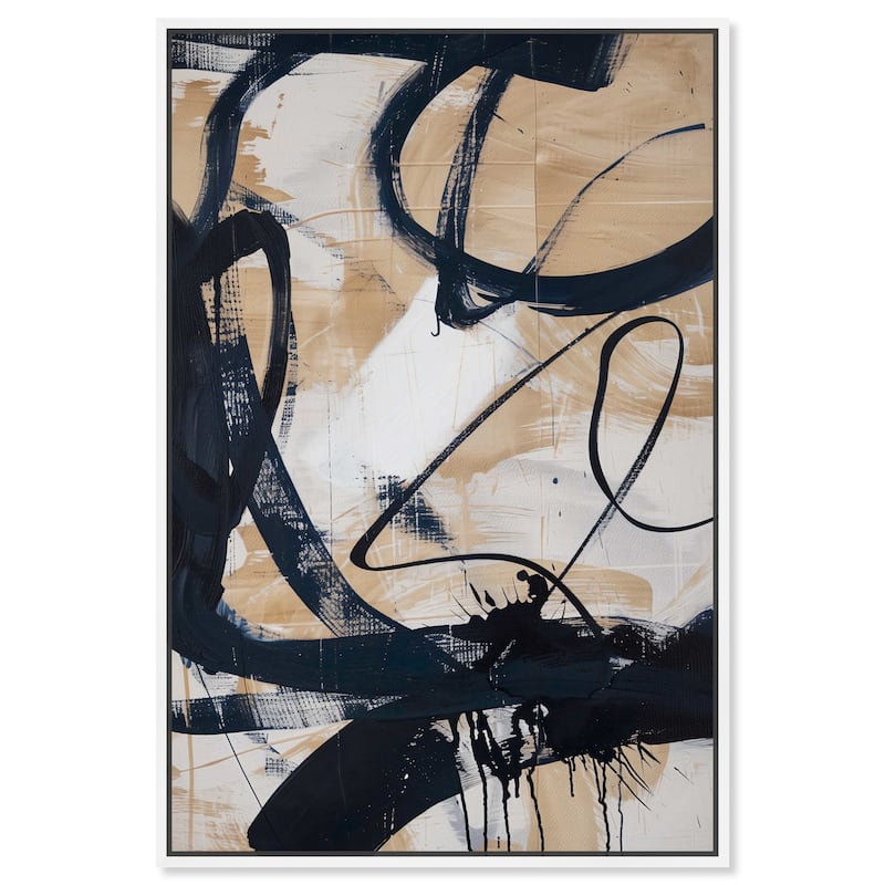 Art Remedy Flowing Framed Abstract Shapes 1 Piece Canvas Wall Art - 17 x 25 - White