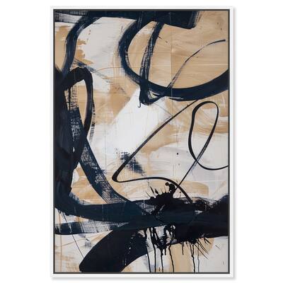 Art Remedy Flowing Framed Abstract Shapes 1 Piece Canvas Wall Art