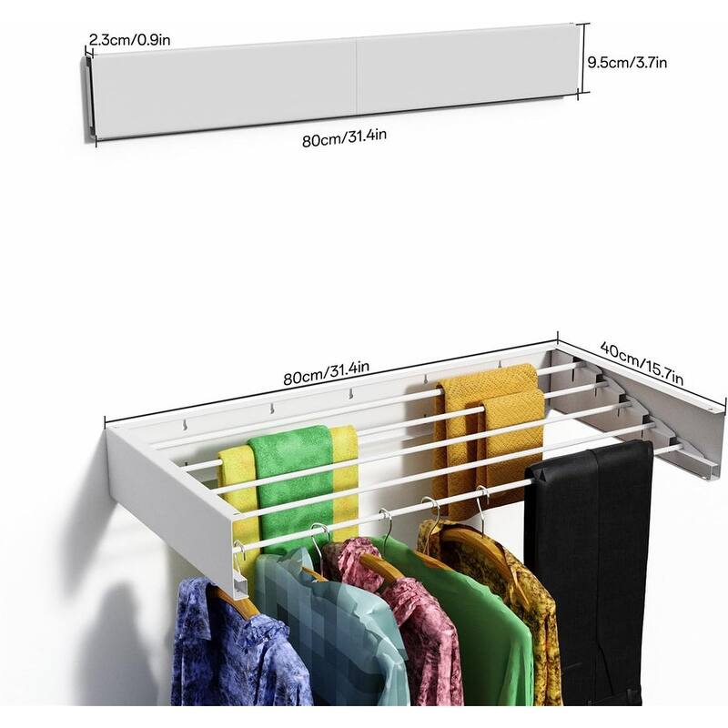 Collapsible Wall Mounted Drying Rack - 31.5" Wide