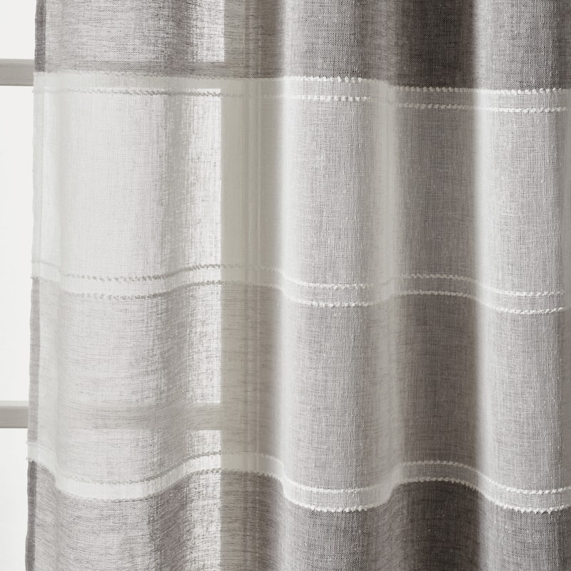 The Gray Barn Done Roamin Textured Stripe Sheer Window Curtain Panel Pair - 84" x 38" - 84" x 38"